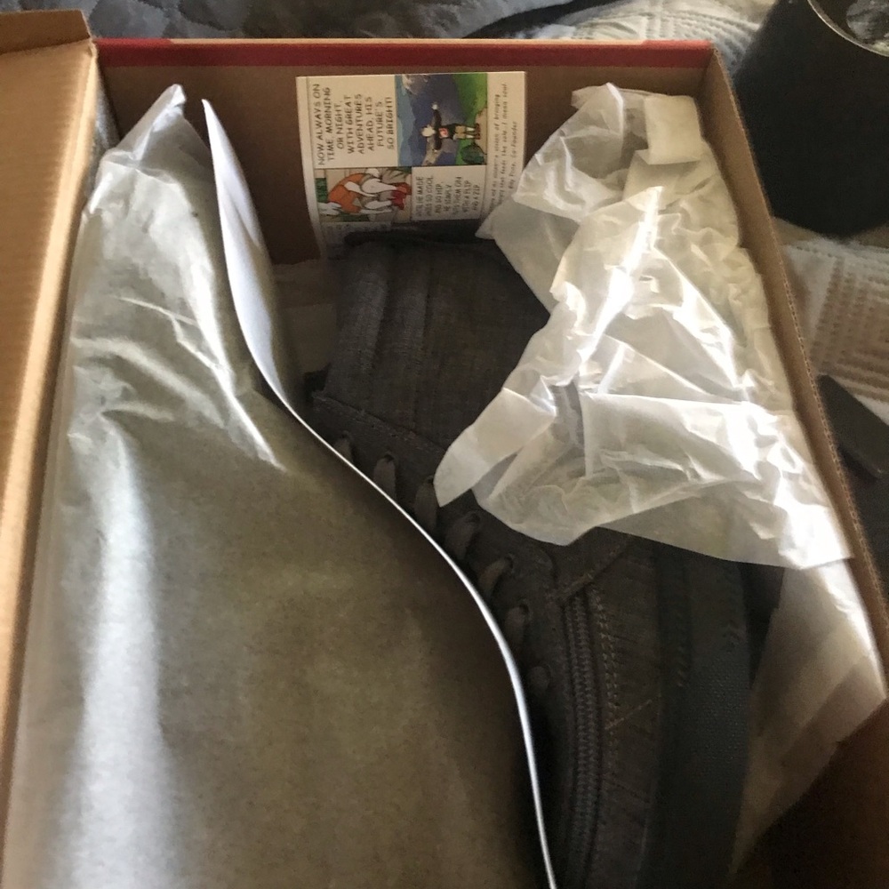 Charcoal grey hi-top sneakers. Brand new with tags&box. Never worn.